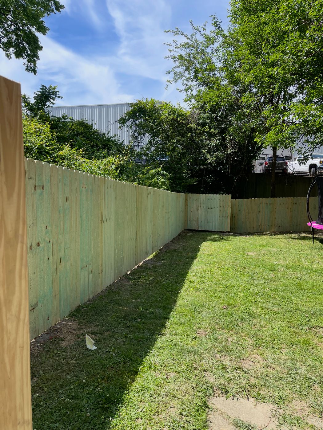 175 feet of finished backyard privacy fence, completed in 3 days